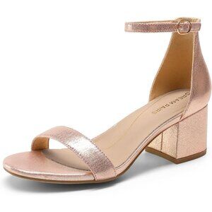 Dream Pairs Women's Champagne Chunky Block Heel Ankle Strap Sandals Shoes